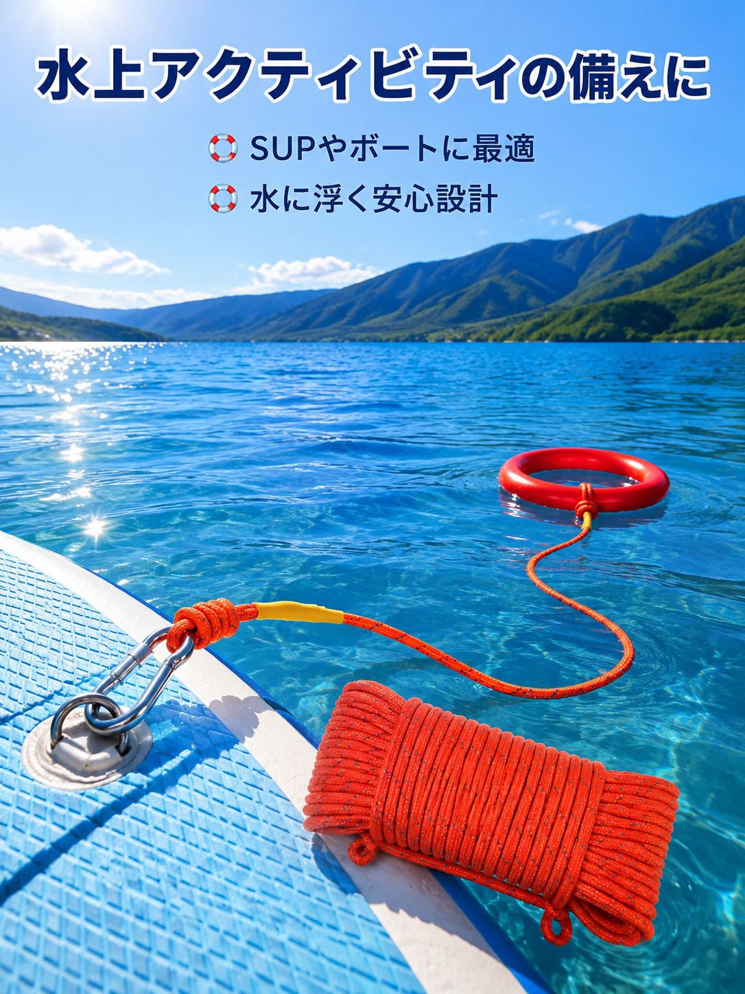 反射フロートレスキューロープ 水上ガイド救助ロープ 安全救命ロープ