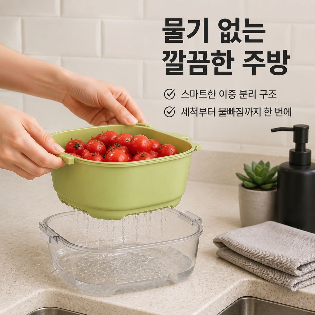 주방 이중 배수 바구니