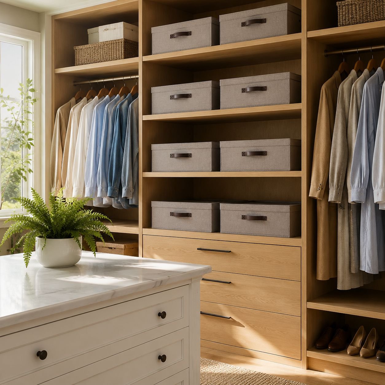 Close-up of organizer drawers and compartments
