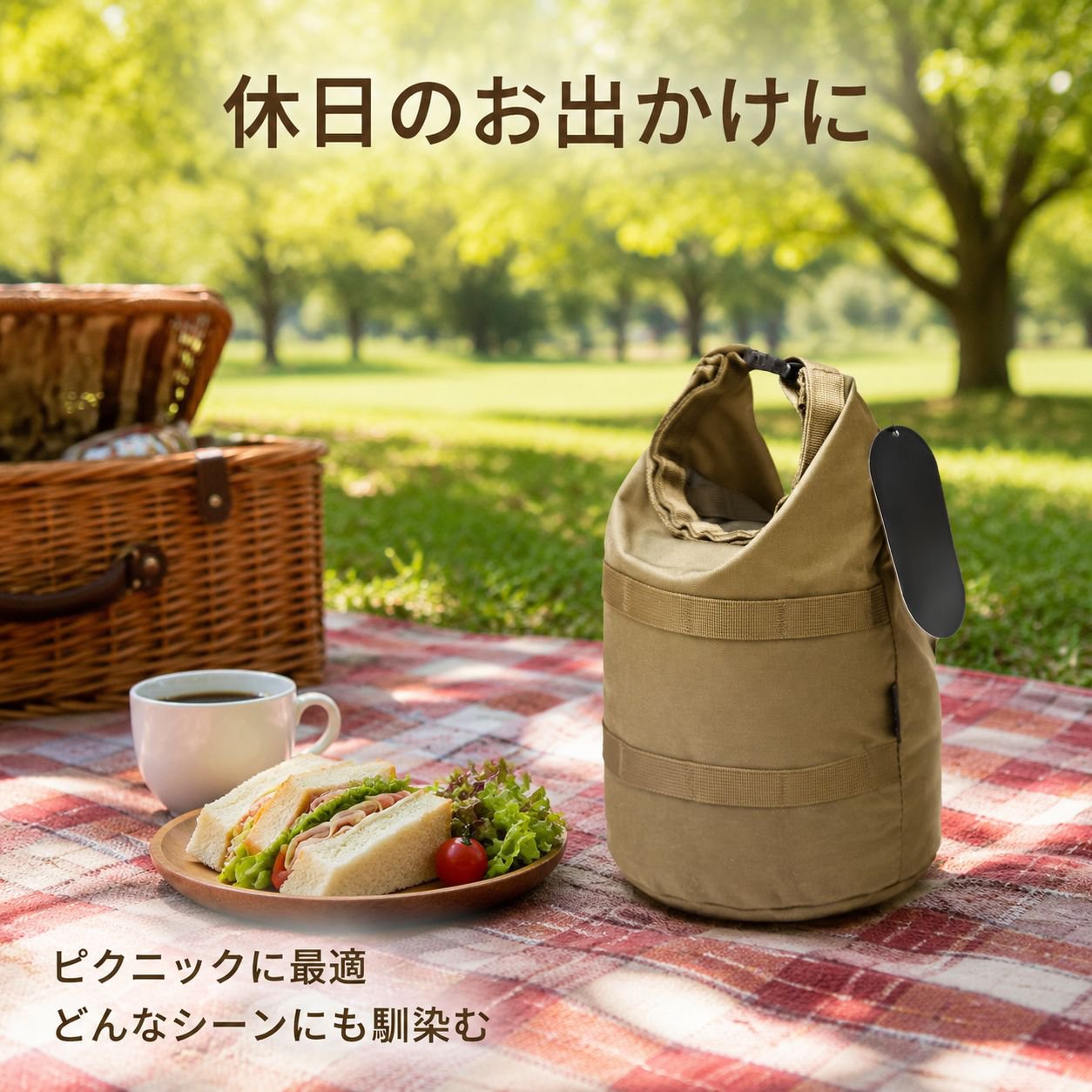 丸底ロールトップ式丸型ランチボックス収納バッグ