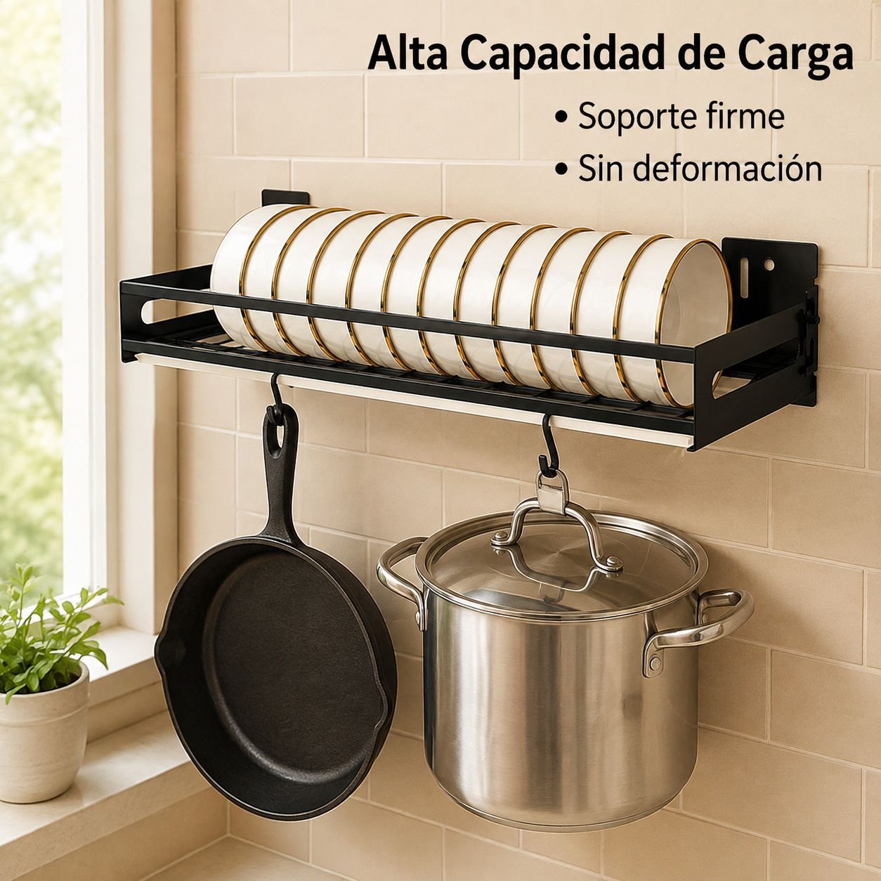 Organizador de pared para cocina con 6/7/8 ganchos