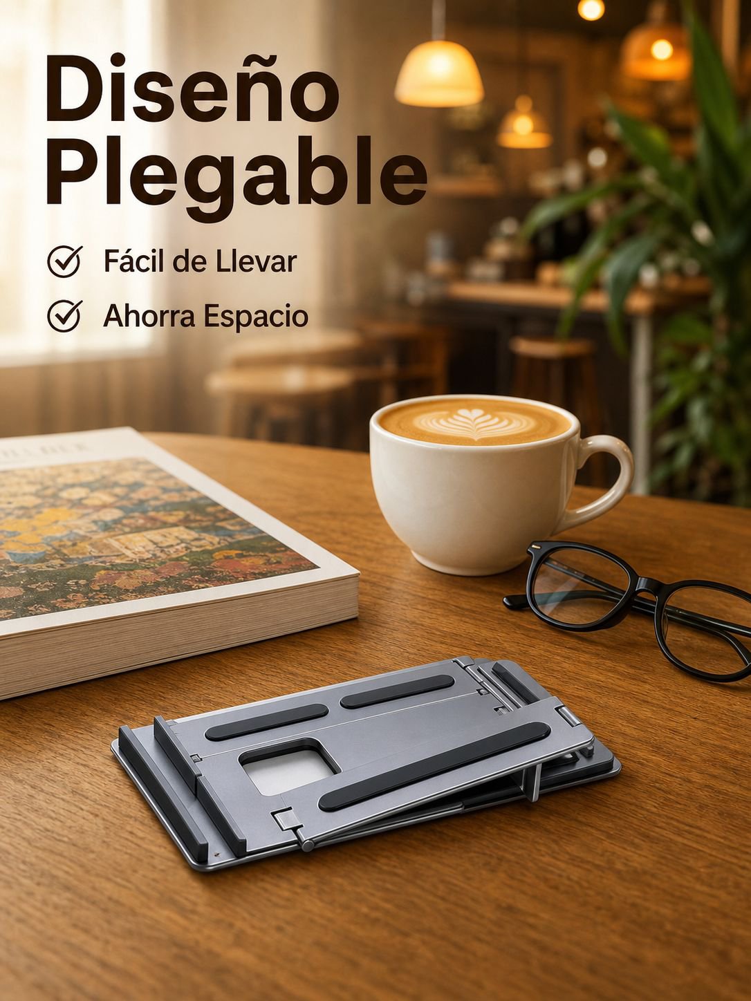 Soporte plegable y ajustable para notebook, portátil, de aluminio, con disipación de calor