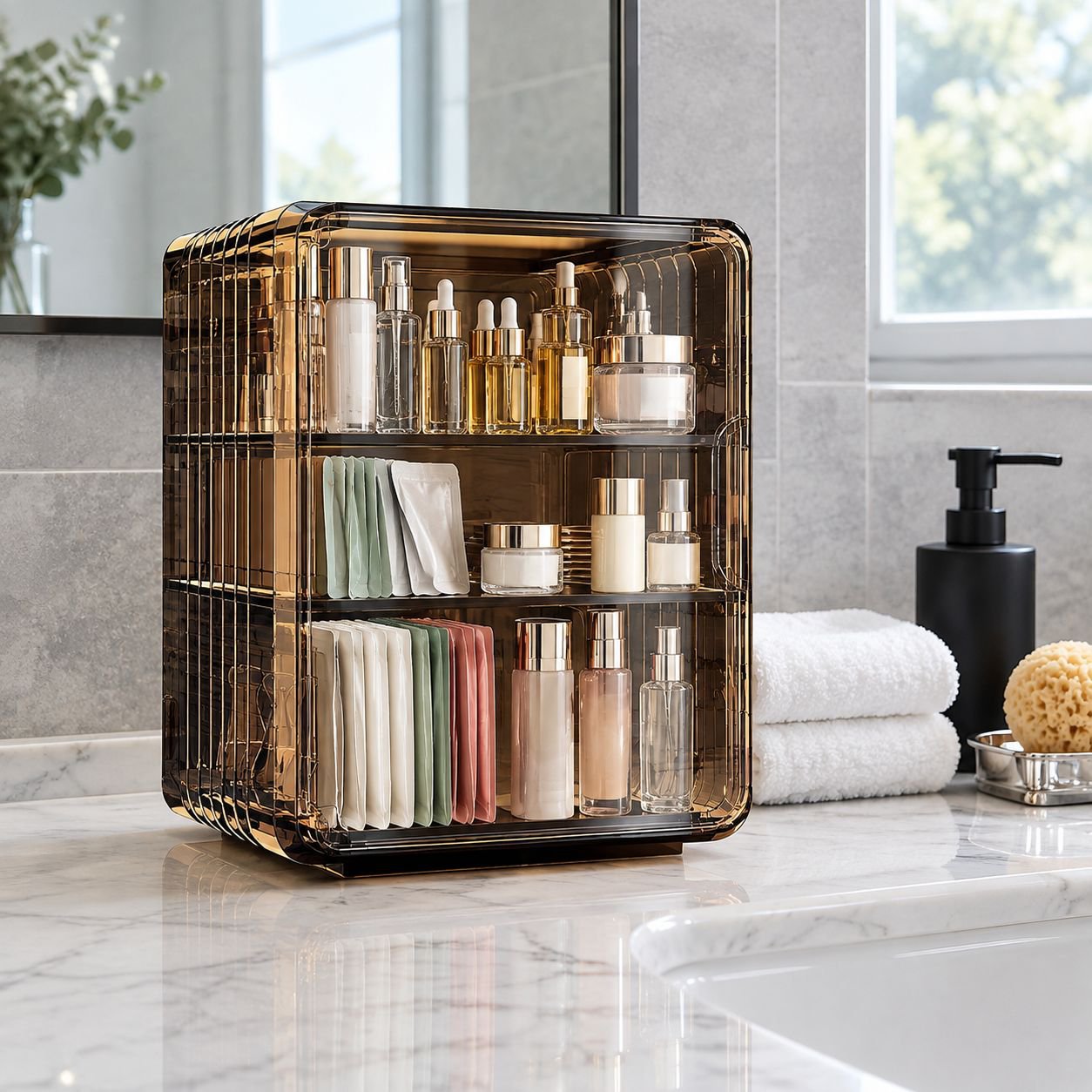 Transparent Acrylic Lipstick & Facial Mask Organizer