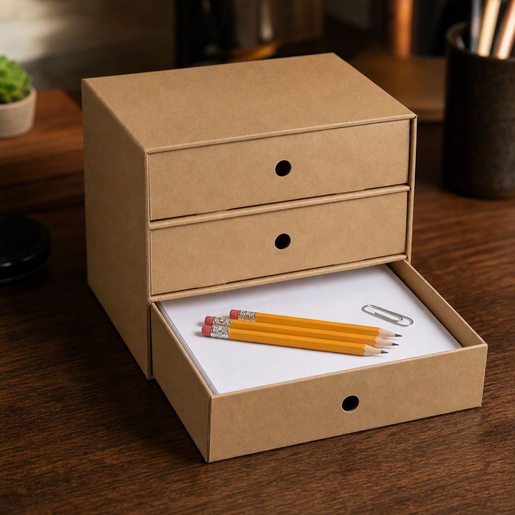 Desk organizer holding pens, pencils, and office supplies