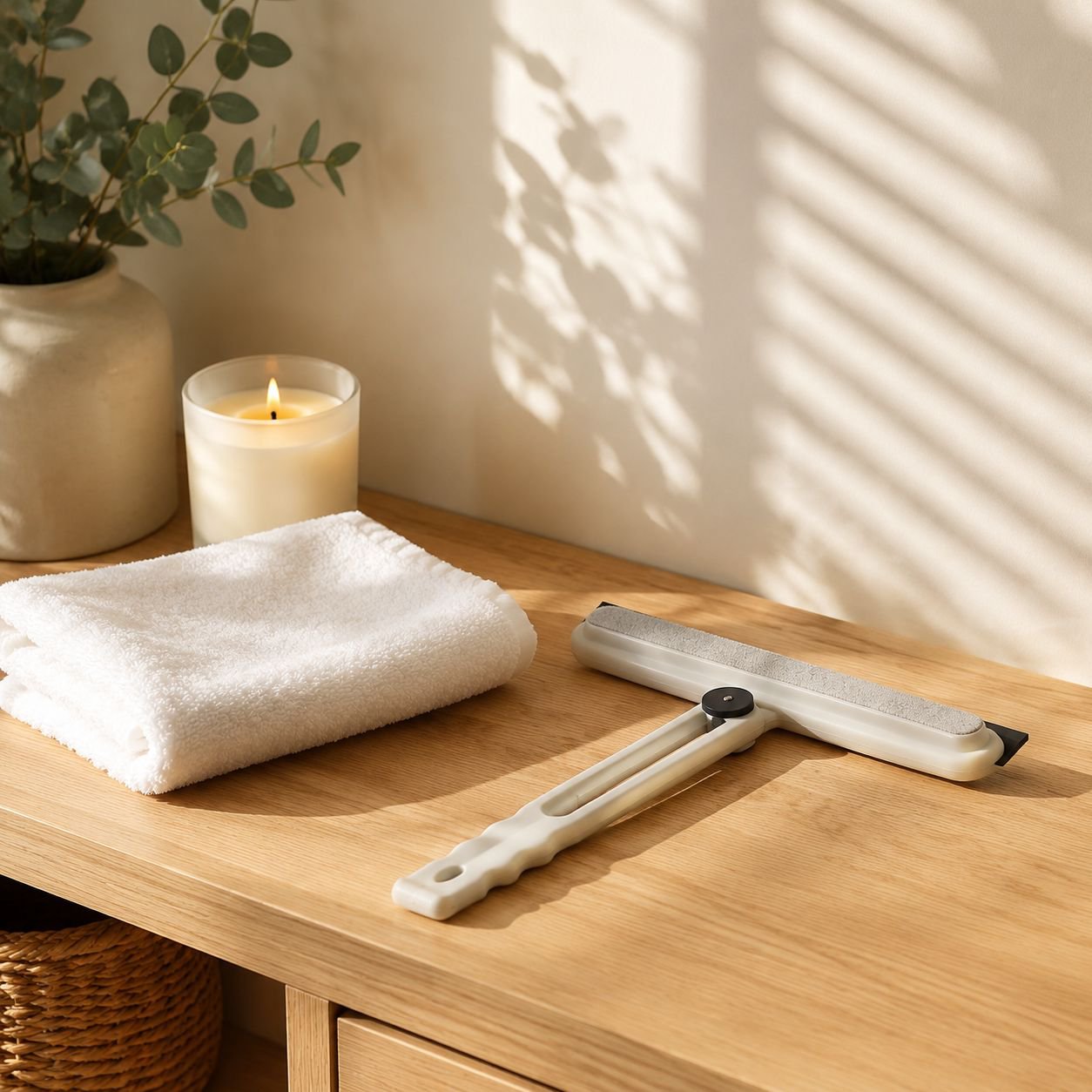 Double-sided cleaner for hard-to-reach window surfaces