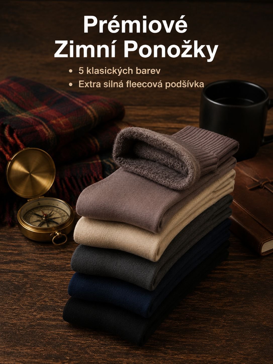 Pánské teplé silné fleecové ponožky střední délky