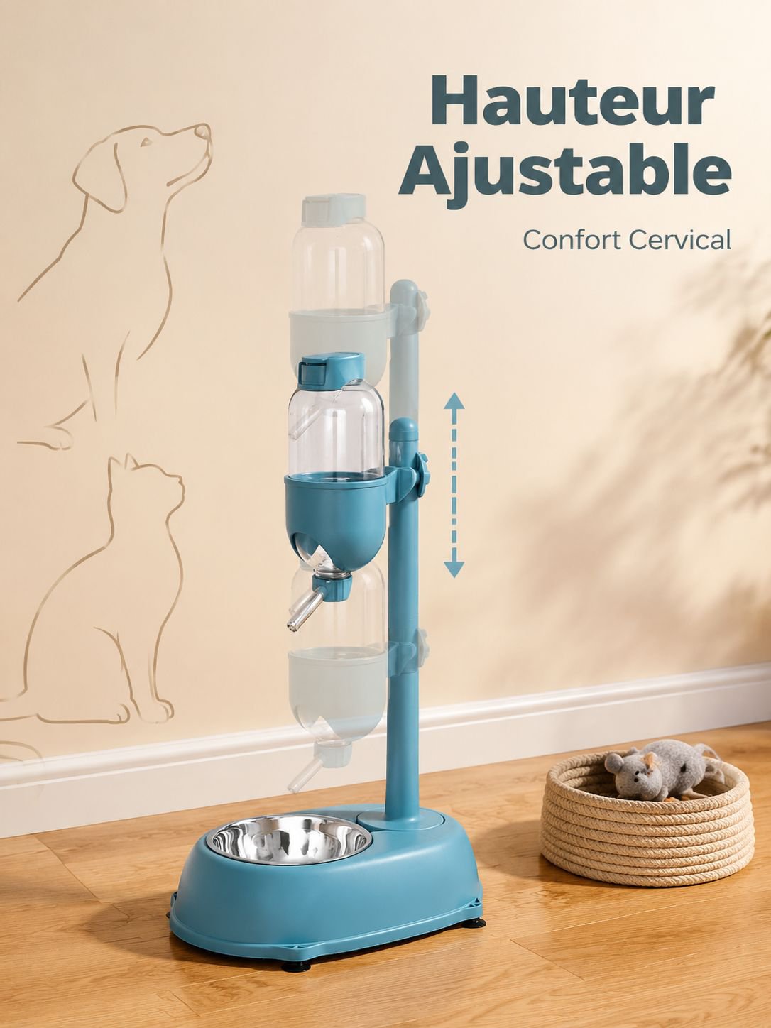 Gamelle d'eau et pot de nourriture pour animaux