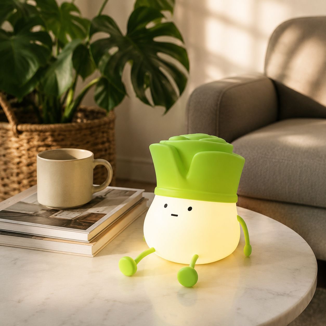 Compact bedside lamp with onion design