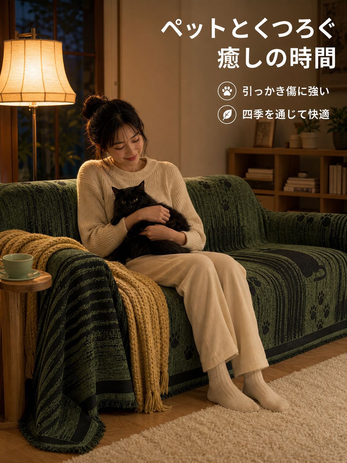 カトゥ・シニールの四季折々の猫つかみ防止ソファカバー