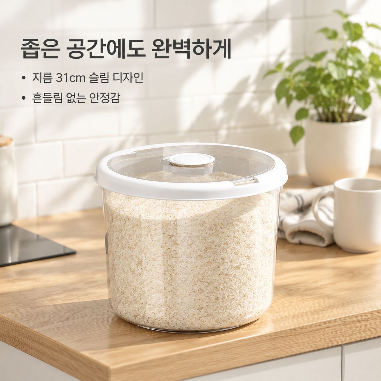대용량 원형 투명 가정용 쌀통