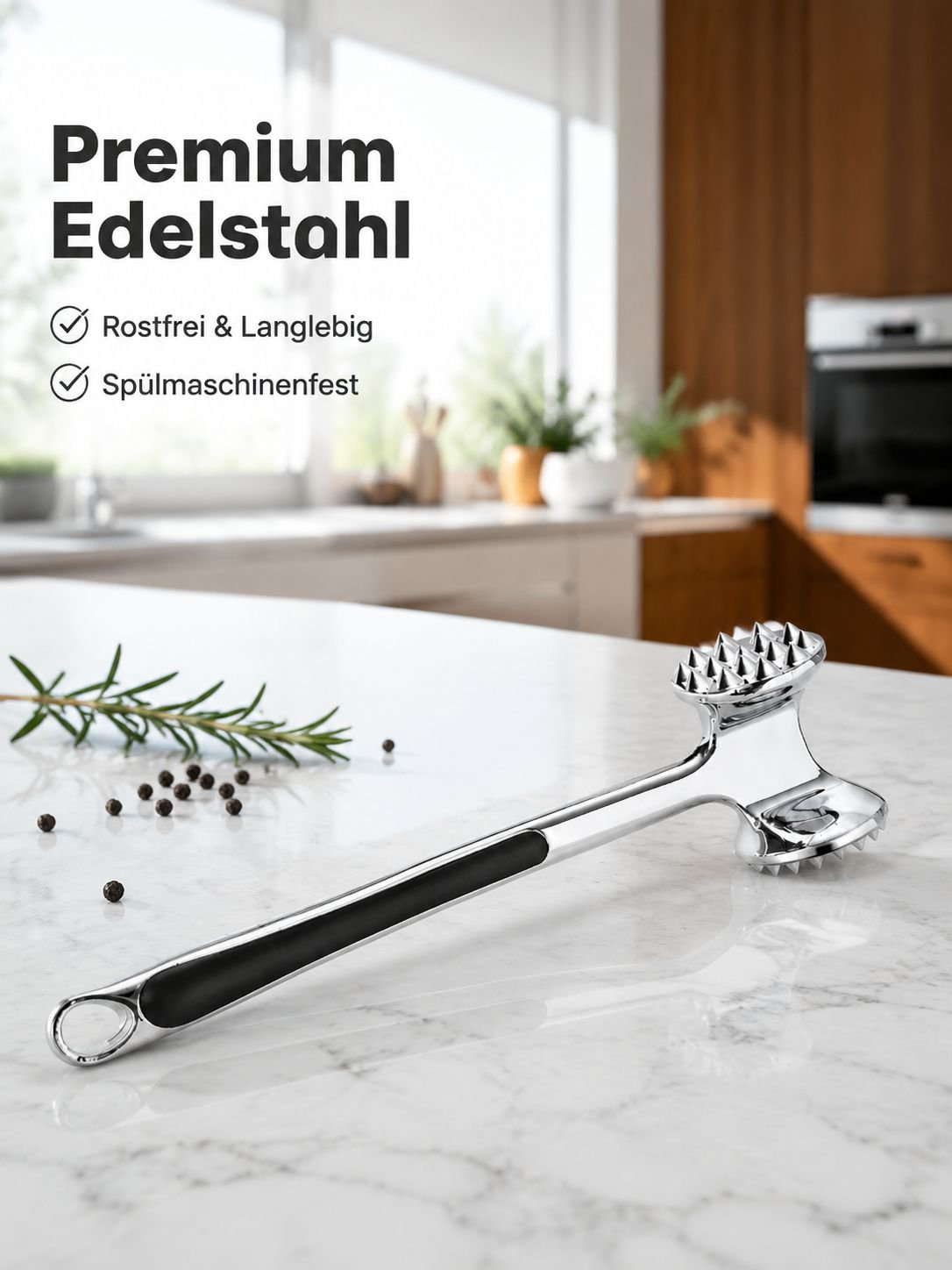 Doppelseitiger Fleischhammer aus Edelstahl