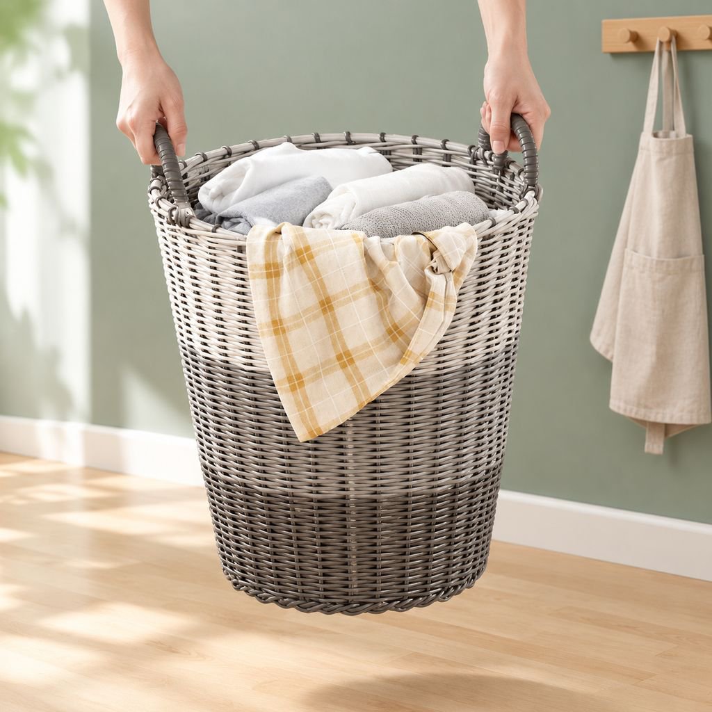 洗濯かごの家庭用大容量の服を収納してかごのおもちゃの桶のトイレの浴室に洗濯かごのかごを入れます。