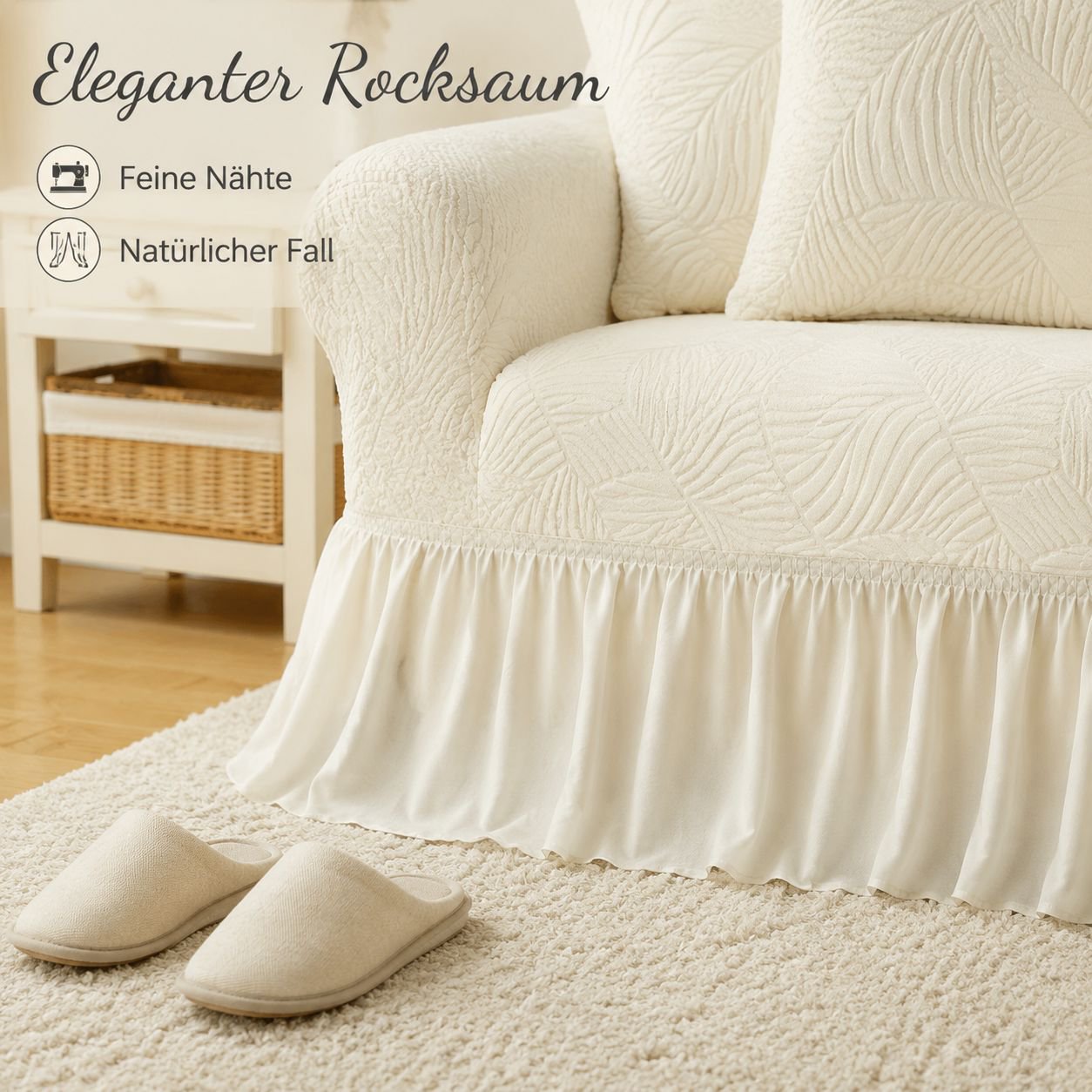 Jacquard Sofaüberwurf mit Rüschen