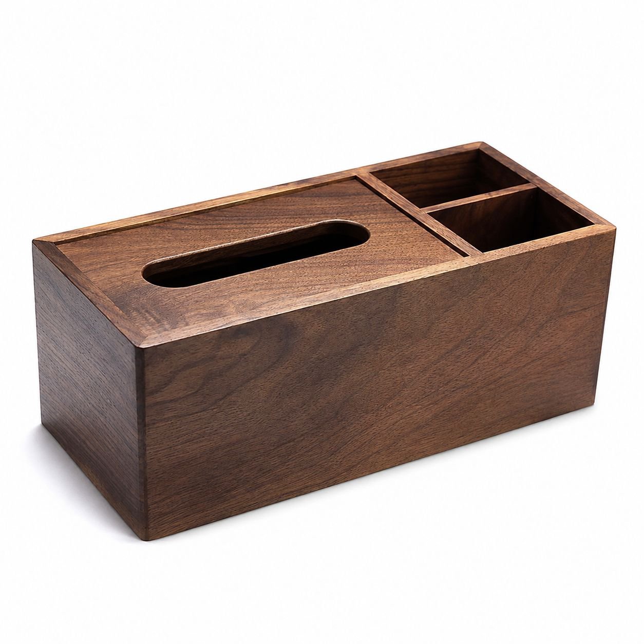 Solid Walnut Tissue Box Desktop Organizer for Living Room