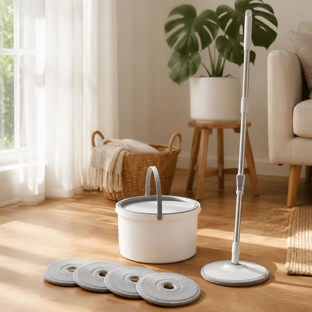 Lazy household suction level plate with bucket mop clean sewage separation hands-free mop wet and dr