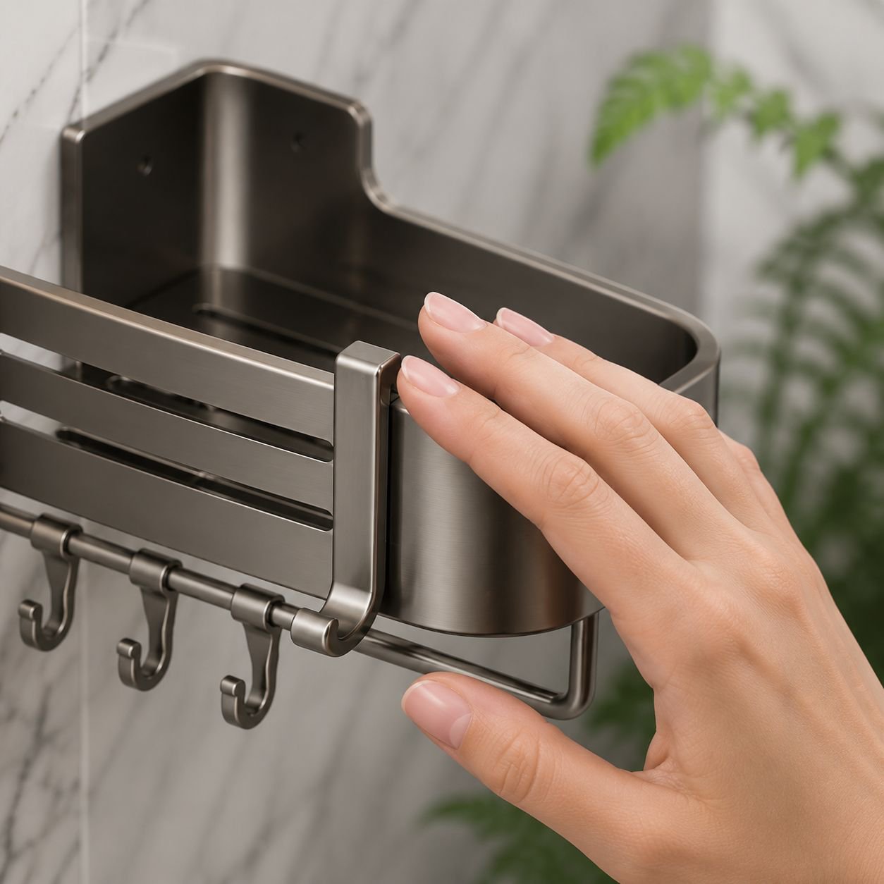 Modern bathroom with JMY no-drill wall shelf