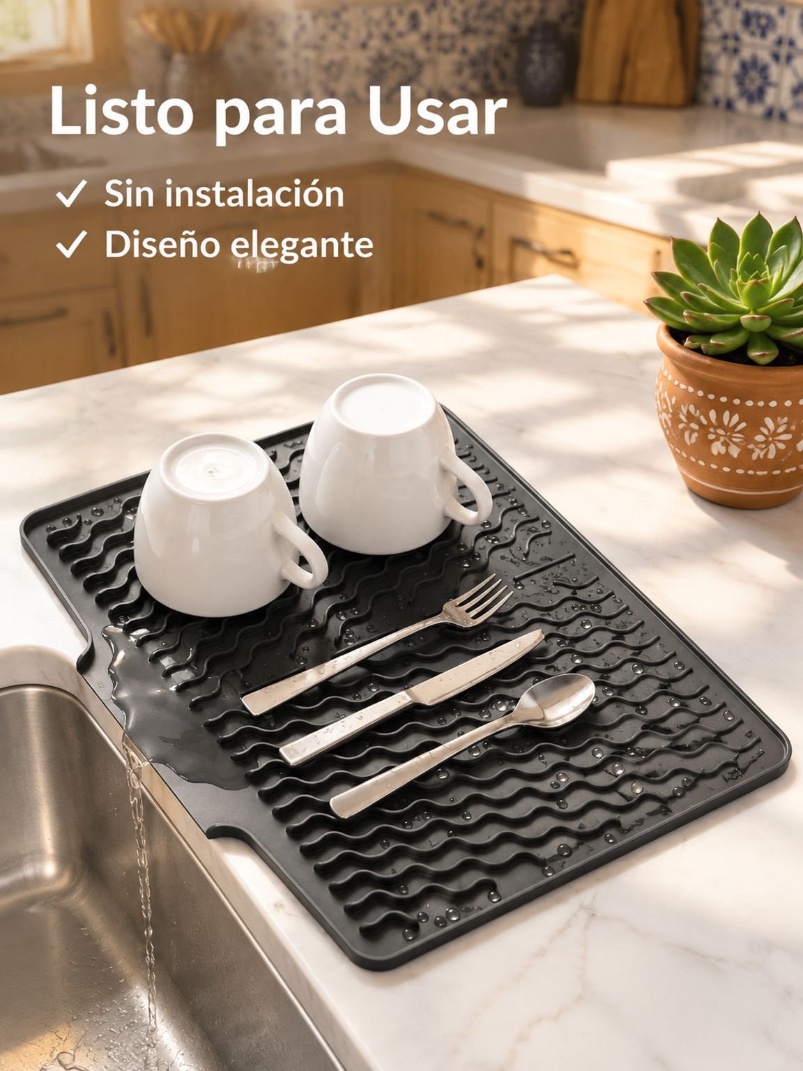 Alfombrilla de silicona para el desagüe del fregadero de la cocina