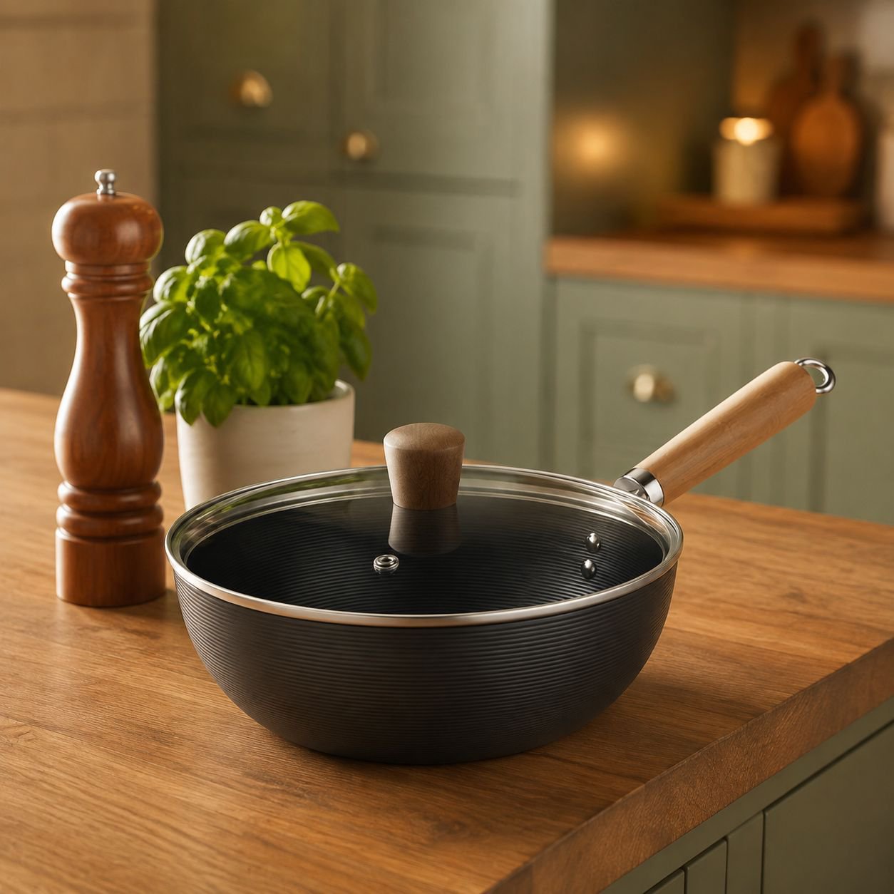 Lightweight nonstick pan for quick solo meals