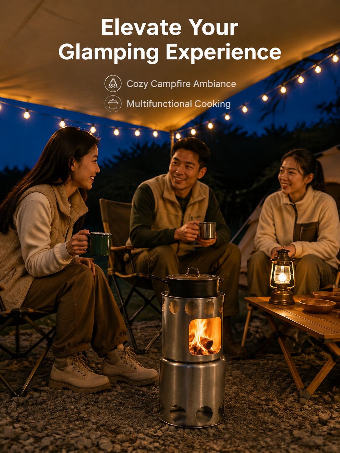 Portable Fireplace Heating Stove Foldable Set