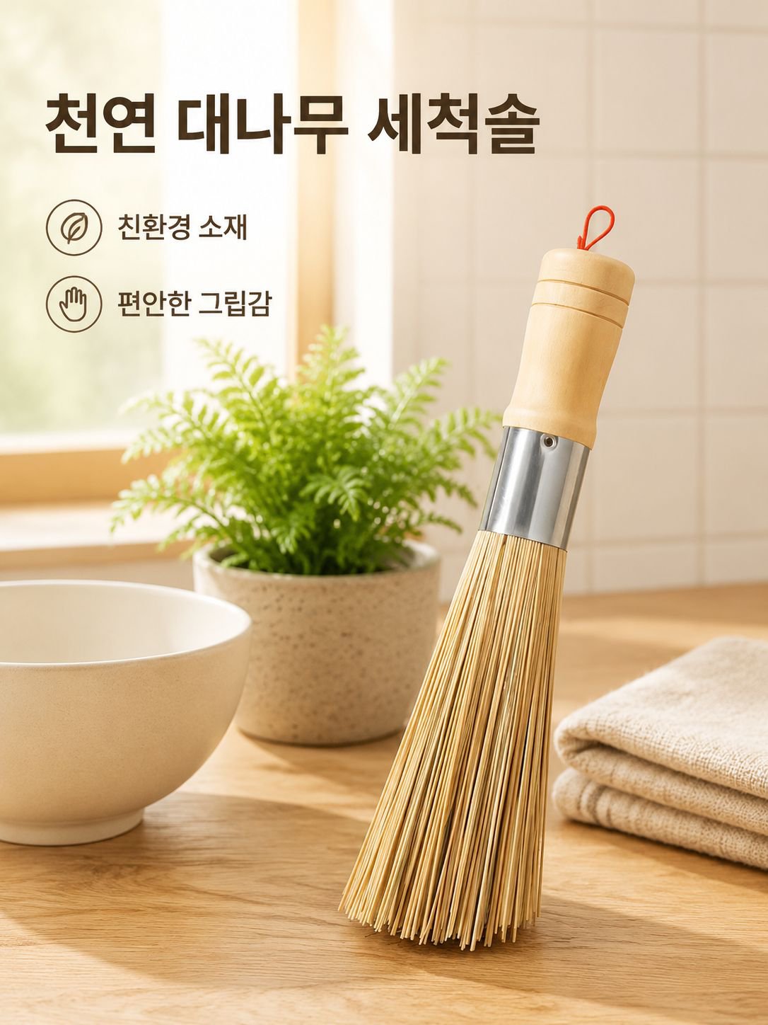 고급 대나무 냄비솔