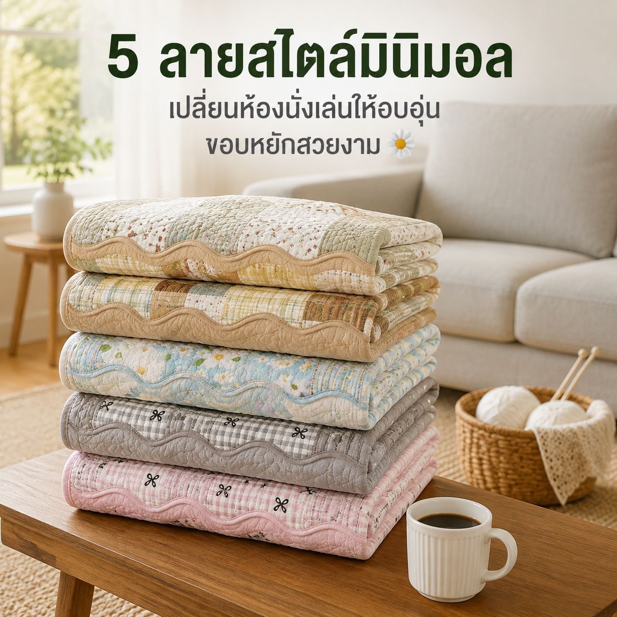ผ้ารองโซฟาผ้าฝ้ายลายชนบท ใช้ได้ทุกฤดู