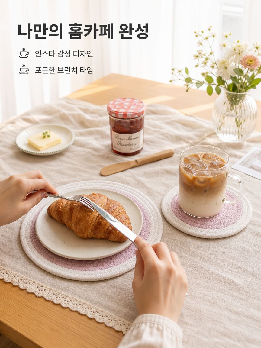 면 로프 직조 테이블 매트