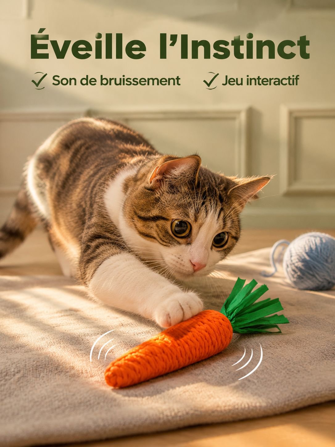 Bâtonnet jouet carotte sonore pour chat