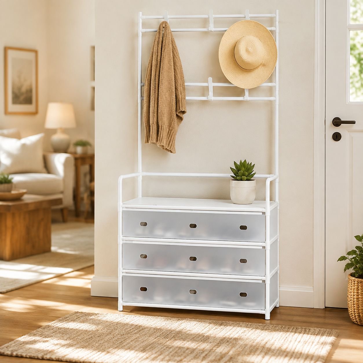 Simple shoe rack layered entry-level home multi-layer dust-proof storage rack with door saving space