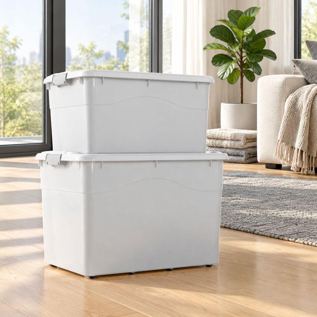 Caja organizadora de plástico grueso al por mayor, grande para guardar ropa