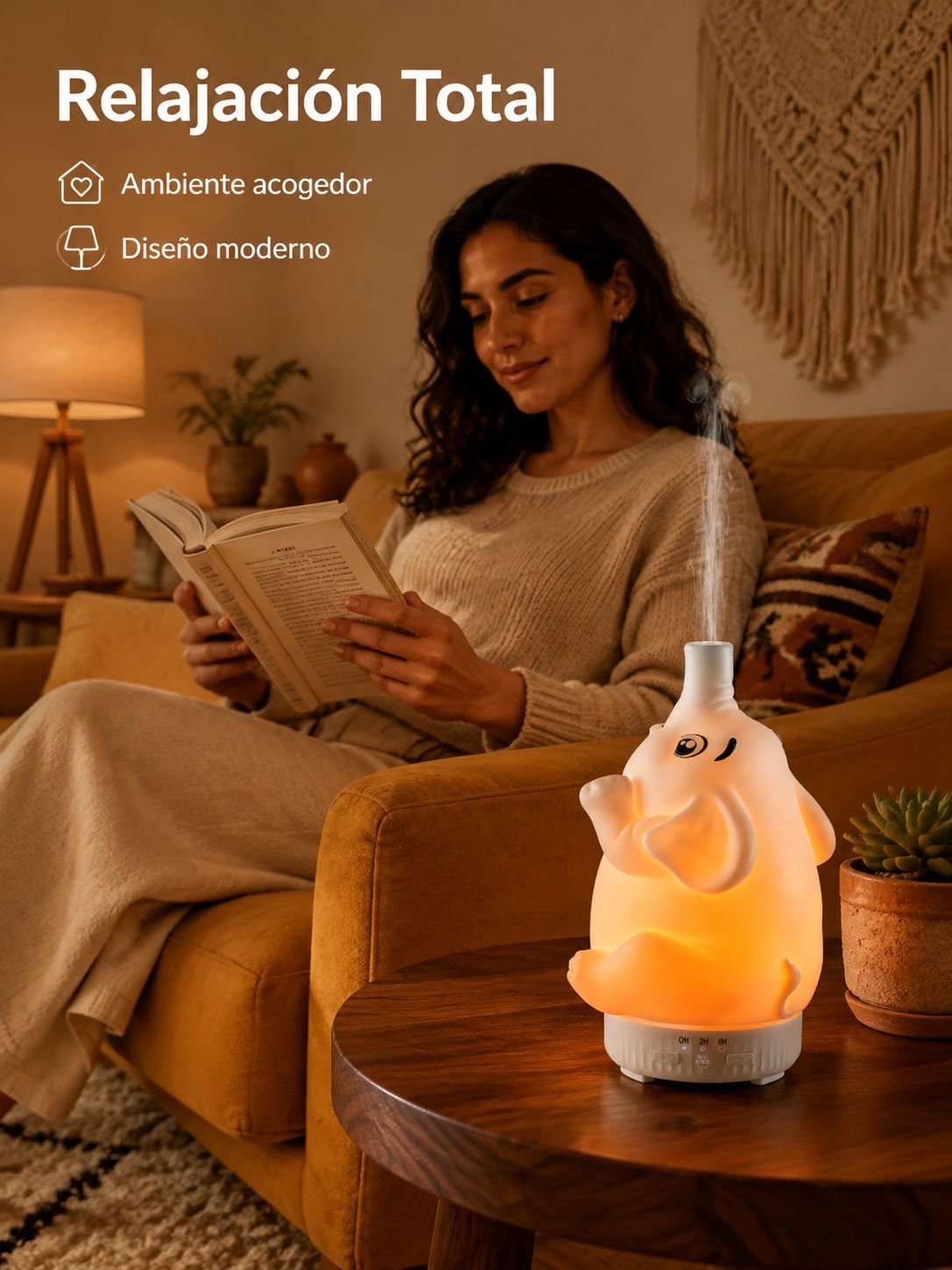 Humidificador Difusor de Aroma Mini Silencioso con Luces de Siete Colores