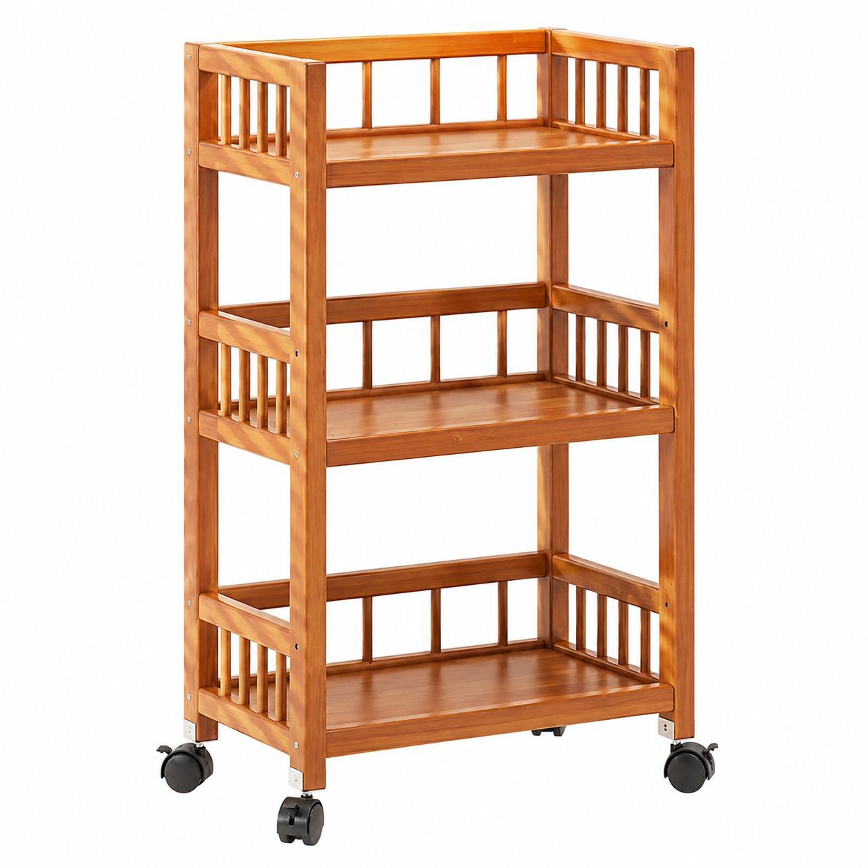 Household movable storage rack trolley living room simple sofa side table snack rack solid wood tea 