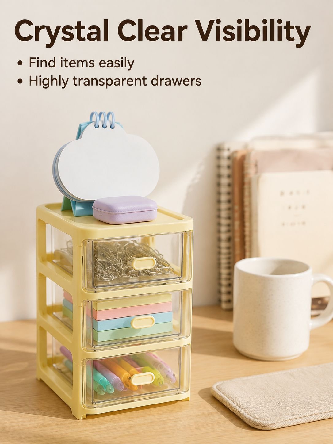 Desk storage solution for keeping supplies within reach