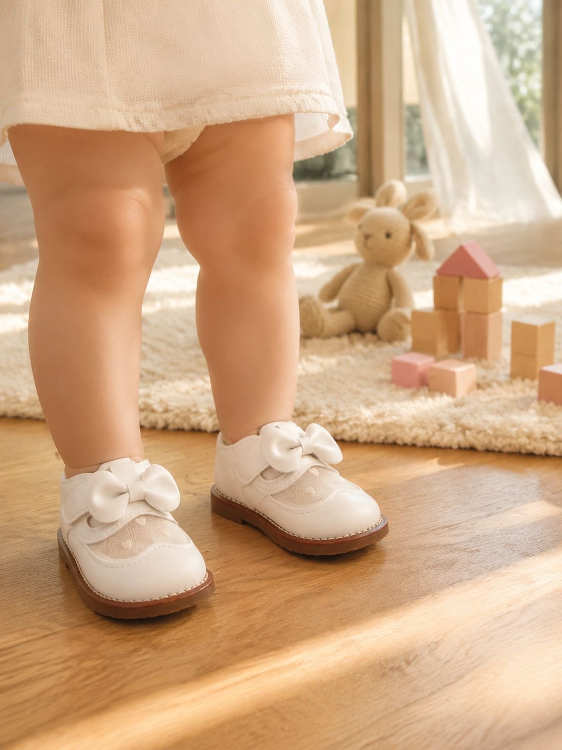 Zapatos de suela blanda y transpirables para bebé estilo princesa