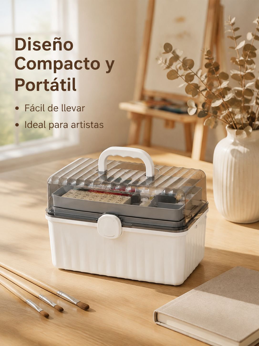 Caja de almacenamiento portátil multifuncional para herramientas de pintura