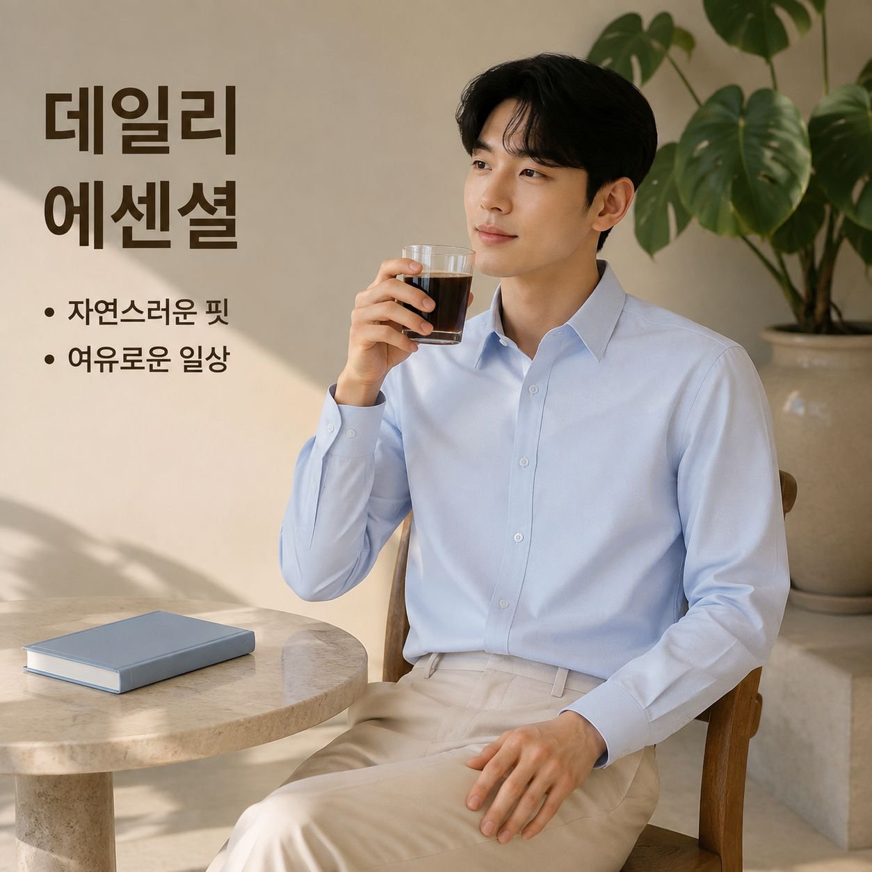 남성용 긴팔 단색 셔츠