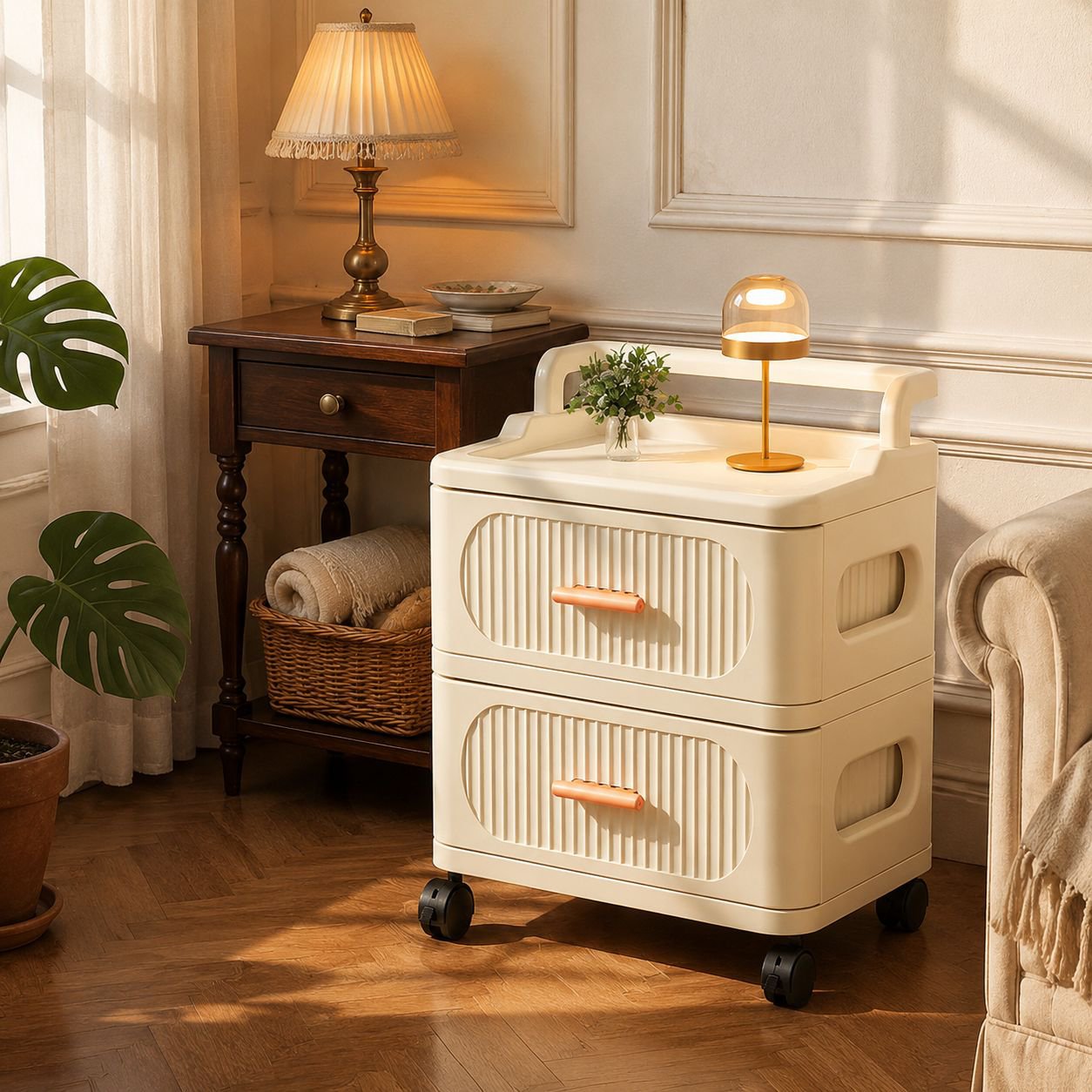 Petit chariot de stockage à tiroirs mobile pour bureau