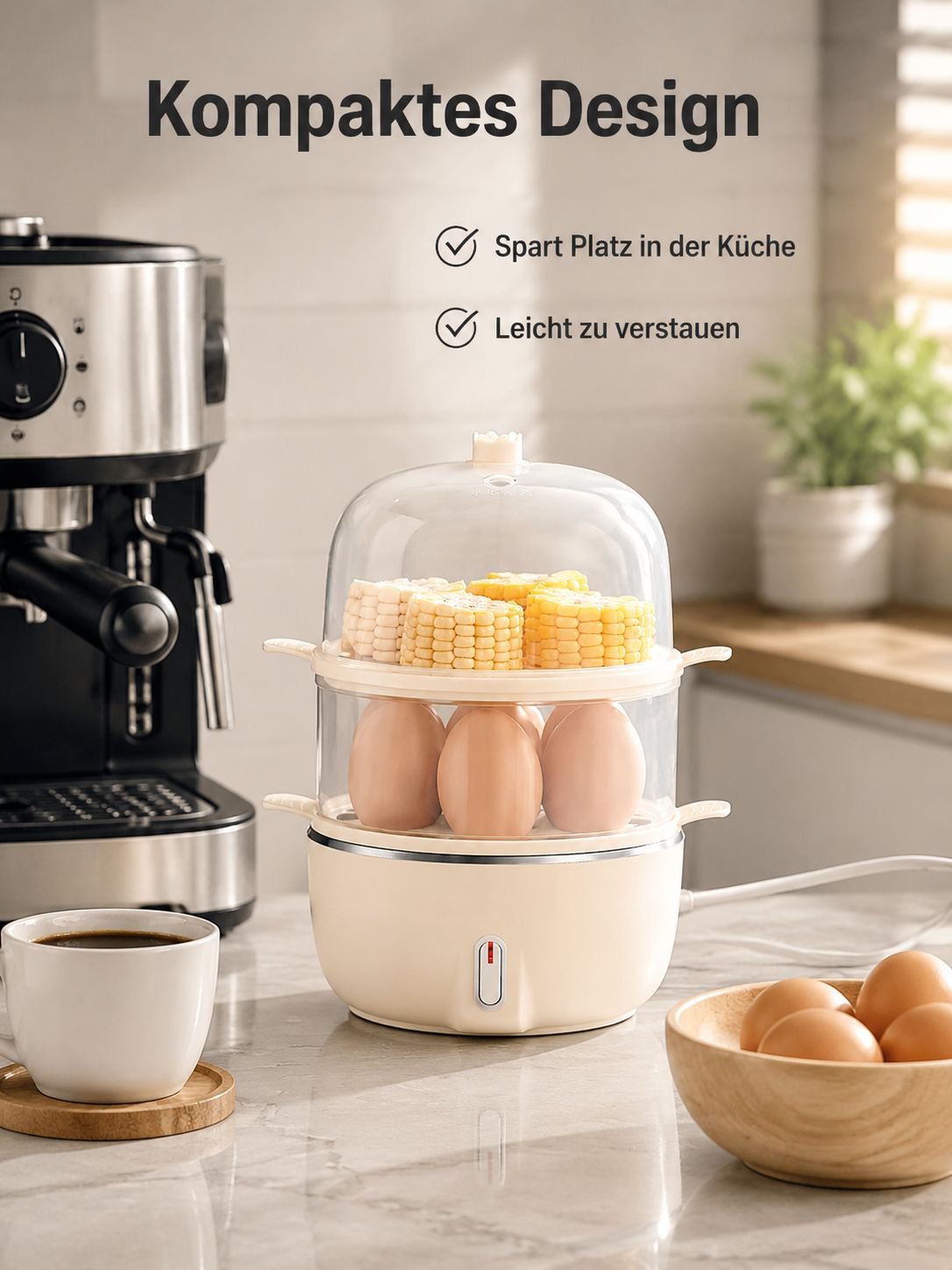 Doppelstöckiger Eierkocher für den Hausgebrauch