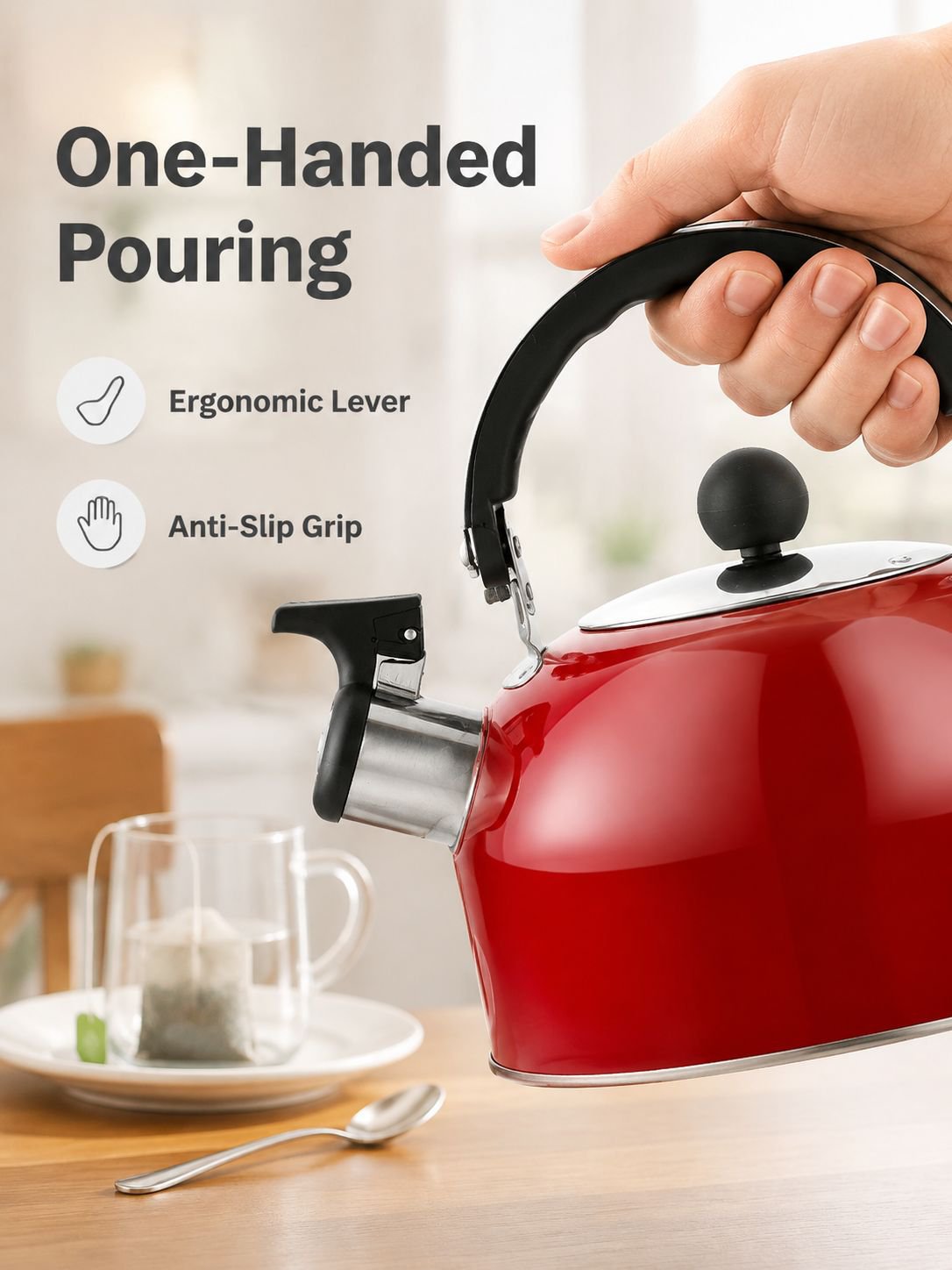 Flat-bottomed stainless steel kettle