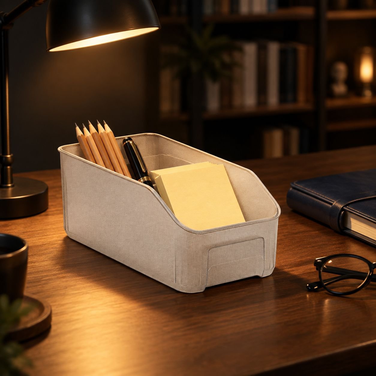 Stylish storage box for efficient desk management