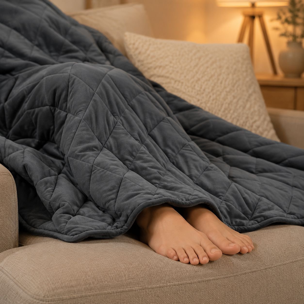 Luxurious European style gravity quilt folded neatly