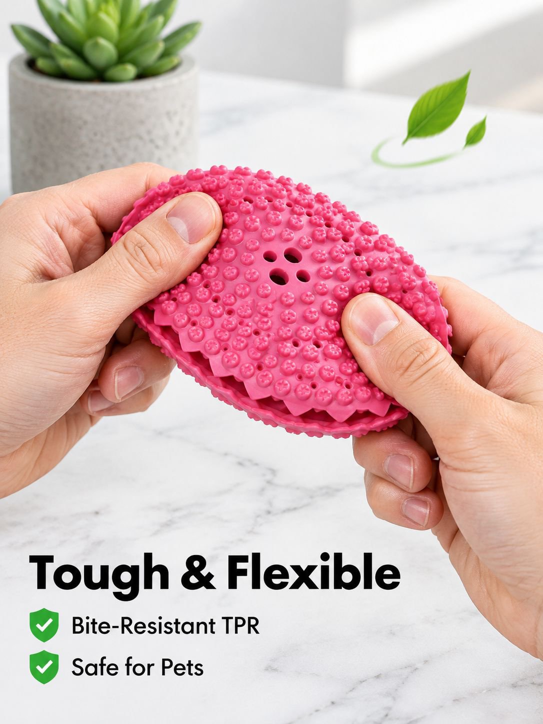 Pet treat-dispensing ball teeth-cleaning toy