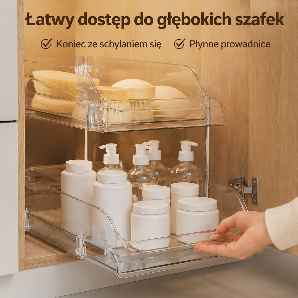Dwupoziomowy uchwyt na kubki do szuflady na blat kuchenny
