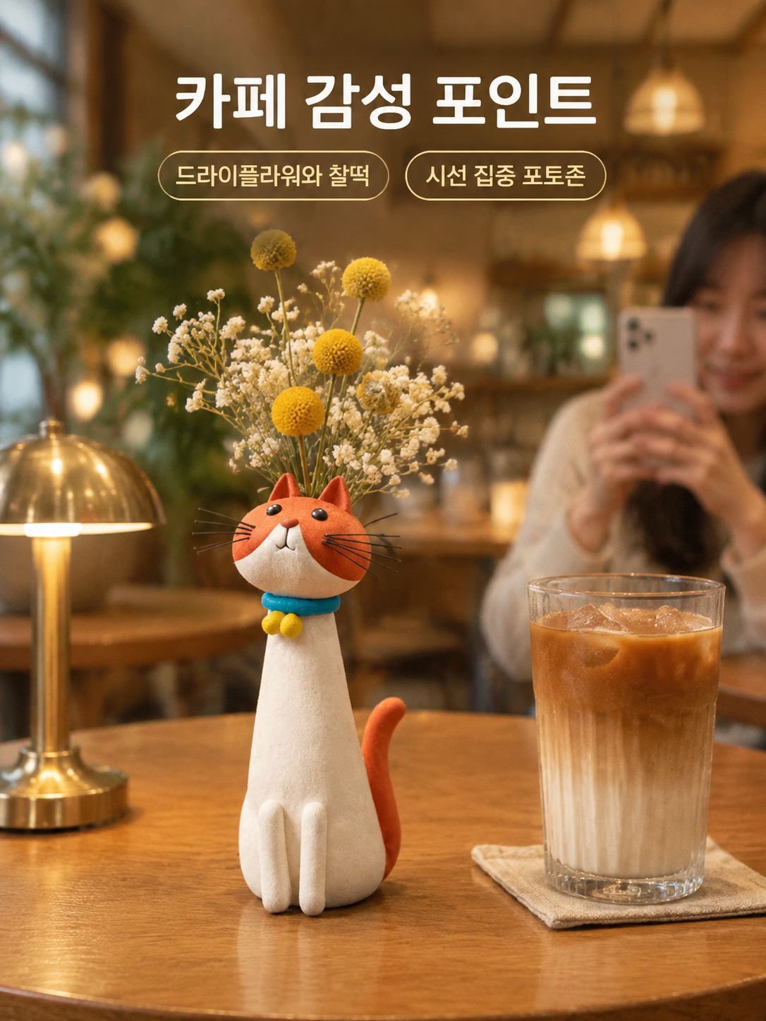 고양이와 강아지 모양의 레진 화병 인테리어 소품