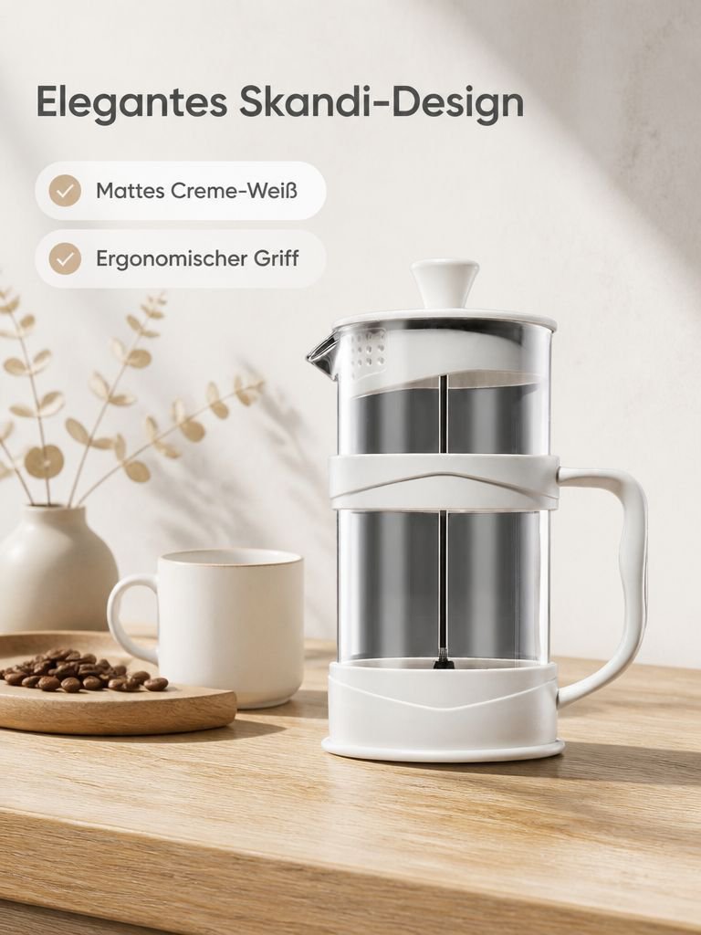 French Press aus Glas mit manuellem Stempel