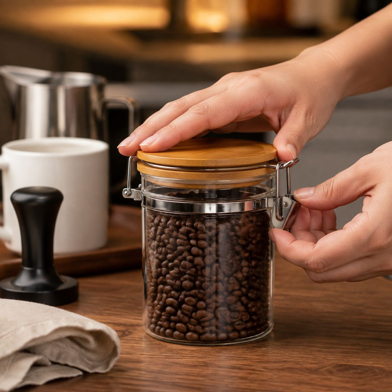 Large Transparent Glass Jar for Tea and Grains Storage