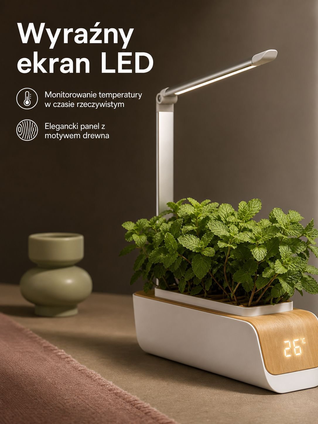 Hydroponiczny zestaw do uprawy roślin z oświetleniem LED