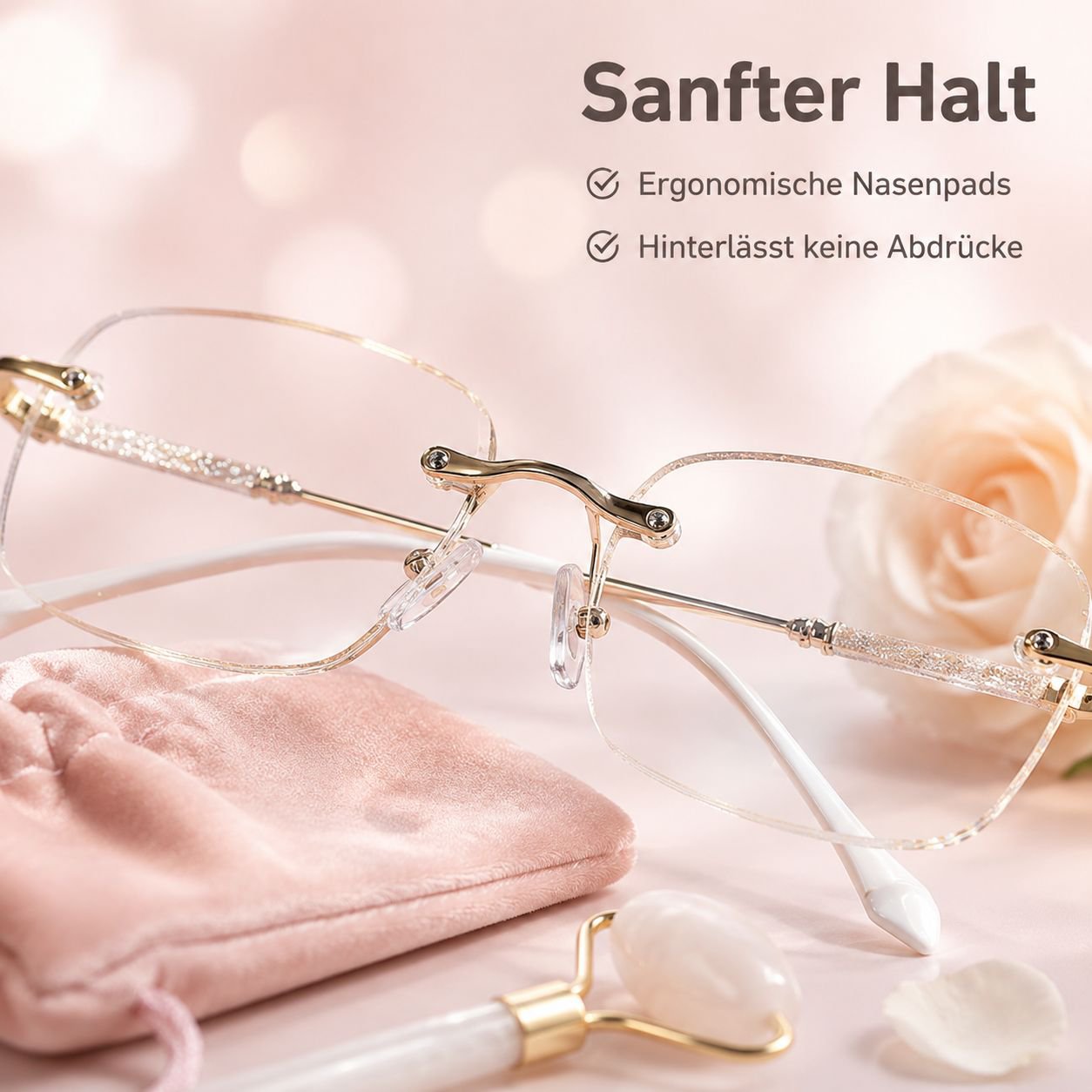 Hochwertige, rahmenlose Damen-Lesebrille