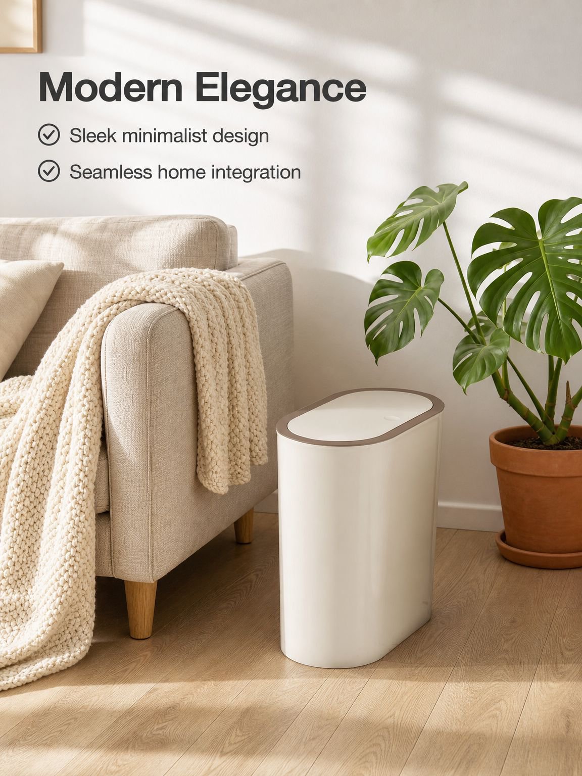 Household trash can with lid, odor-proof, large capacity, squeeze-type storage bin for living room a