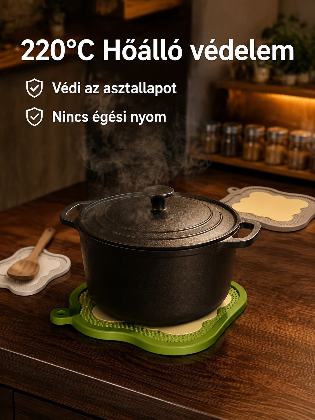 Többfunkciós szilikon konyhai alátét használat közben