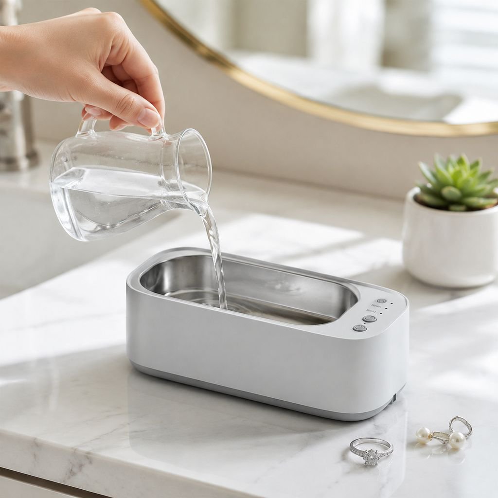 Contact lens cleaner with built-in timer feature